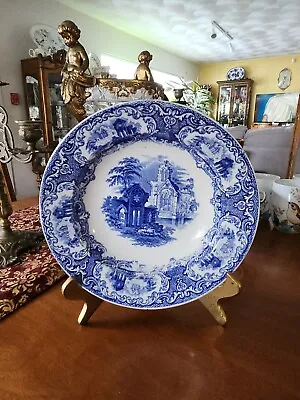 Petrus Regout Abbey Soup Bowl Blue Transferware Maastricht Holland Cathedral • $35