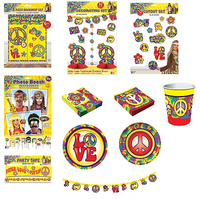 £3.45 • Buy Hippie 1960's Themed Tableware And Party Decorations Plates, Napkins Cups Etc