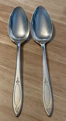 (2) 1917 Oneida Community Silver Plate 8.25  Solid Serving Spoon Adam Pattern • $18.12