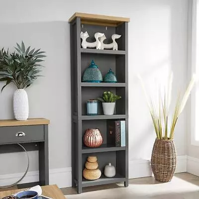£89.99 • Buy Tall Bookcase Display Unit Dark Grey Oak 5 Bookshelves DVD Storage Two Tone