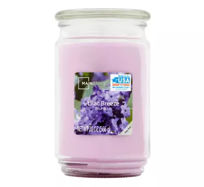 Mainstays Lilac Breeze Scented Large Glass Candle Jar Single-Wick 20 Oz.  New • $9.89