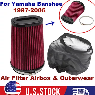 For Yamaha Banshee K+N Style Air Filter & OUTERWEAR Kit Stock Airbox 1987-2006 • $35.71