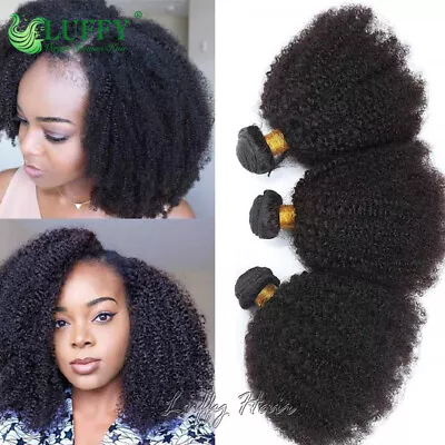 Mongolian Afro Kinky Curly Bundles Unprocessed Human Hair Weave For Black Women • $361.28