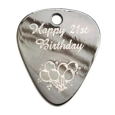 Personalised Happy 21st Birthday Guitar Plectrum Pick Necklace Engraved Gift • £9.99