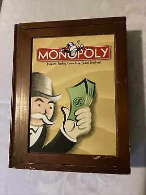 Vintage Monopoly Board Game In Wood Box By Parker Brothers. May Be Missing Piece • $25