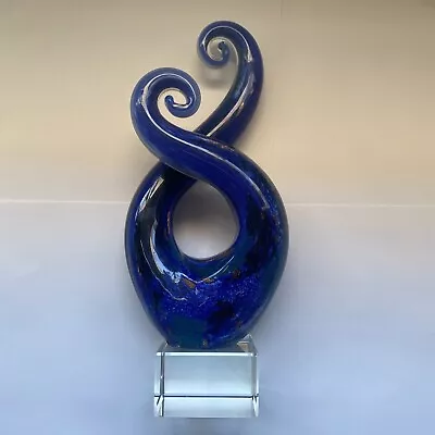 Badash Blue Gold Entangle Murano Style Art Glass Sculpture Centerpiece • $39.99