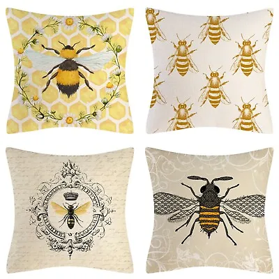 Decorative Honey Bee Cushion Covers 45 X 45 Cm (Set Of 4) • £12.99