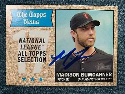 2017 Topps Heritage Madison Bumgarner Giants TNAS SIGNED AUTOGRAPHED AUTO Card • $50.99