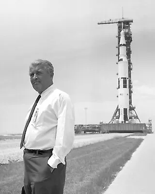 Wernher Von Braun In Front Of The Apollo 11 Saturn V 8x10 Nasa Photo Reprint • $8.49