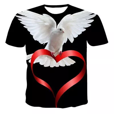Animal Pigeon Short Sleeve 3D Printed T-shirt Summer Men's Fashion Casual  Tops • $25.19