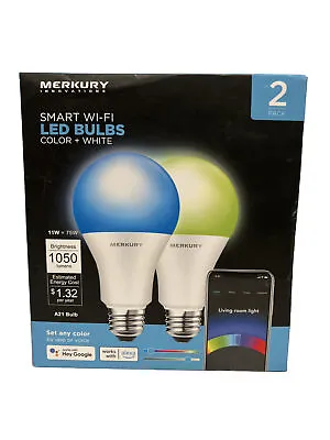 Merkury Innovations Smart Multicolor LED Bulb 75W Dimmable 2-Pack • $9.99