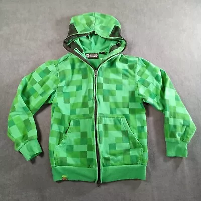 Minecraft Sweatshirt Youth Small Green Full Zip Hoodie Pocket Creeper Jimx • $14.99