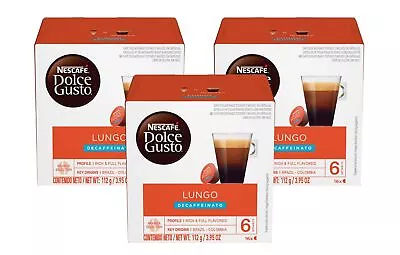 Nescafe Dolce Gusto Coffee Pods Lungo Decaffeinato 16 Capsules Pack Of 3 • $38.43