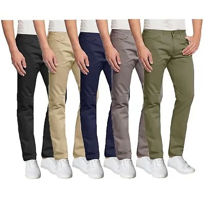 Men's 5-Pocket 100% Cotton Stretch Chino Pants ( Size 30-42 ) NWT Free Shipping • $17.95