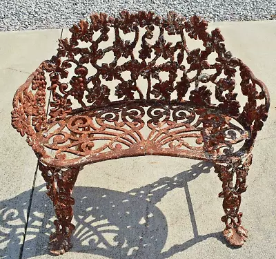 Vintage Cast Iron Grape Vine Leaf Outdoors Patio Garden Bench • $299.99