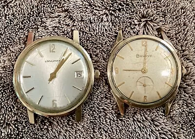 2 Vintage 10K Gold Filled Watches Buliva & Longines . Not Working .1950’ 1960’s • $188.50