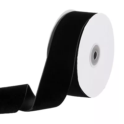 1-1/2  10 Yard Velvet Ribbon Polyester Single Face Spool Gift Wrap Black • $18.08