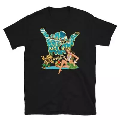 Aloha HAWAII - Big Wave - Kona Beer Vintage Pin Up Tikki Black T-Shirt • $18.99