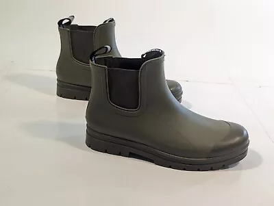 Hisea Men's Rubber Rain Boots Size 10 Green Ankle Boat Shoes Waterproof Pull-on • $39.73