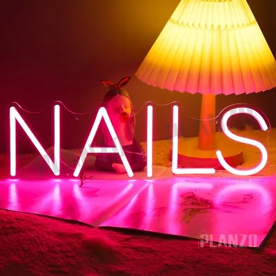 Nails Neon Signs Led Pink Light For Bedroom Wall Decor Nail Salon Beauty Room • $28