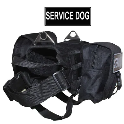 Dog Harness SERVICE DOG Backpack Harness With Removable Saddle Bags Patches • £55.19