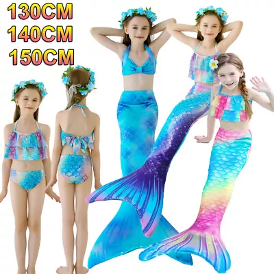 Kids Adult Swimming Mermaid Tail Girl Mom Cosplay Costume Party Gift Swimsuit UK • £15.82