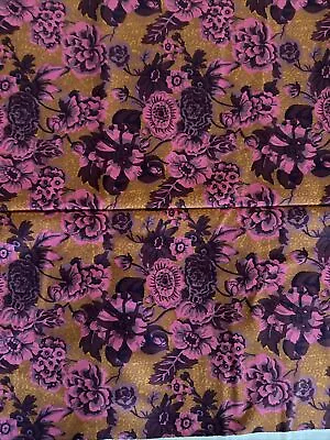 Vtg Cotton Kaffe Fassett Rowan Fabrics Minton Russet Burgundy Floral W44”xL5Yds • $64.90