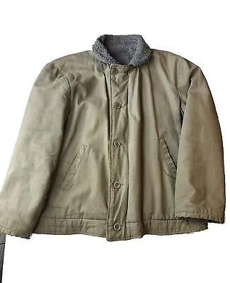 Vintage Civilian N-1 Deck Jacket Made In USA Military Navy USN Sherpa Large • $140