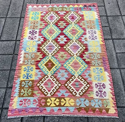 Hand Woven Afghan Wool Kilim Size: 155 X 105 Cm Flat Woven Handmade Floor Rug • $175