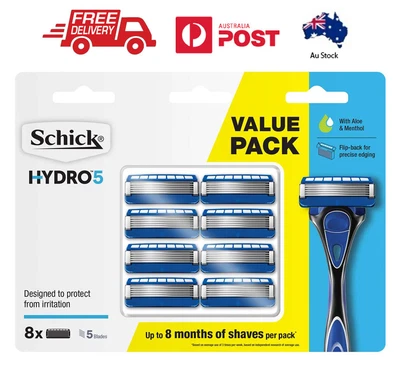 $21.90 • Buy 8 Pack Genuine Schick Hydro 5 Shaving Blades Cartridges Refill | Au Stock