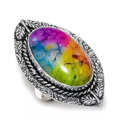 Natural Rainbow Solar Quartz 925 Sterling Silver Jewelry Ring Size 9 Gift Y022 • $9.99