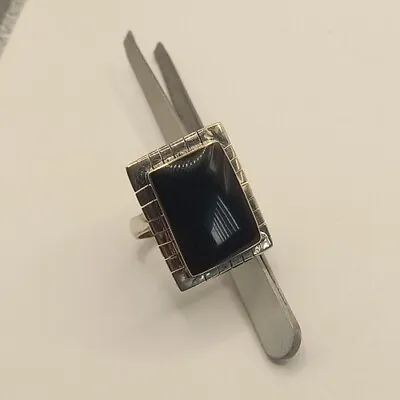 $0.01 • Buy Vintage Solid Sterling 925 Silver 20x15mm ONYX  STATEMENT RING 10 USA 7.5gs