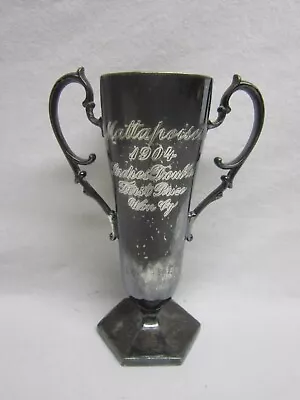 1904 Mattapoisett Ma Tennis Trophy Loving Cup Silver Plated Old Vtg Antique • $39