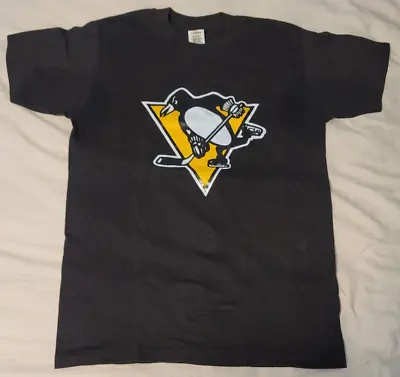 Vintage 90s T-SHIRT Pittsburgh Penguins NHL STEDMAN T Shirt MEDIUM Black Men's M • $5.99