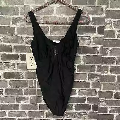 Mama Licious Swimsuit Black One Piece Zip Maternity SMALL S • $4.99
