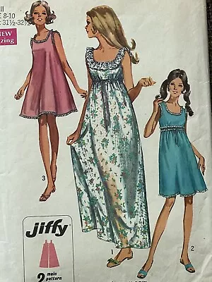 Vintage Simplicity Sewing Pattern 8252 Size 8-10 Jiffy Nightgown Baby Doll Teddy • $5