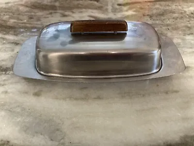 Vintage Stainless Steel Butter Dish With Lid 18/8 Tray Denmark Mid Century MCM • $25