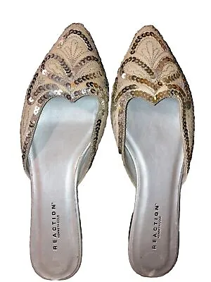 Kenneth Cole Reaction Womens Gold Slip Ons Sequins Size 7 • $22