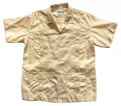 New Vtg YANALUUM (Merida Yucatan) Men's Guayabera Shirt Sz 40 Cream / Vanilla  • $49