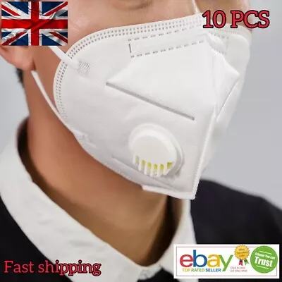 10 PCS Face Mask With Valve 95 % Mask Face 5 Layers Air Filter Face Covering  • £6.49