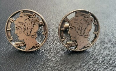$19.97 • Buy VINTAGE Men's 1942 Mercury Head Dime Cufflinks