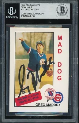 1988 Peoria Chiefs Team Issue Greg Maddux Beckett Autograph Signed Auto BAS Cubs • $199.99