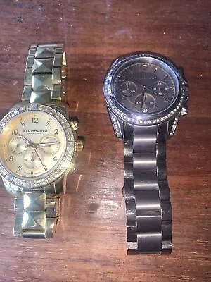 Michael Kors And Stuhrling Womens Watches Gold Tone Crystals • $16.50