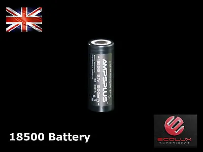 Ampsplus 18500 1500mAh Battery 3.7V IMR 15A Flat Lithium Rechargeable Batteries • £5.99