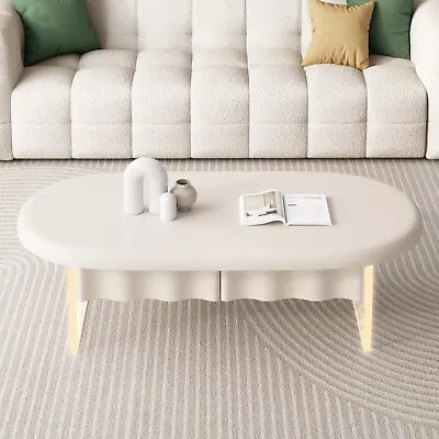 Guyii Oval LED Coffee Table Modern White Coffee Table With LED Light Smart Table • $257.14