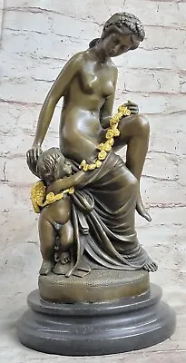 Fabulous Vintage Ormolu Bronze Large Putti Cherub With Nude Lady Sculpture Decor • $253.39