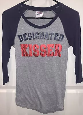 Victoria's Secret PINK Boston Red Sox Shirt Top XS 2 Sided DESIGNATED KISSER • $14.99