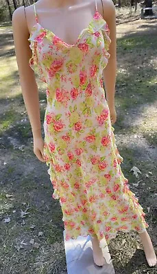 Victoria's Secret Y2K Vintage Long Floral Slip Dress Fairy Whimsical S Low Back • $199