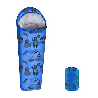 32 - 59°F Mummy Youth Sleeping Bag - Blue Adventure Theme • $32.94