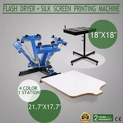 4 Color Screen Printing Press Kit Machine 1 Station Silk Screening Flash Dryer • $302.99